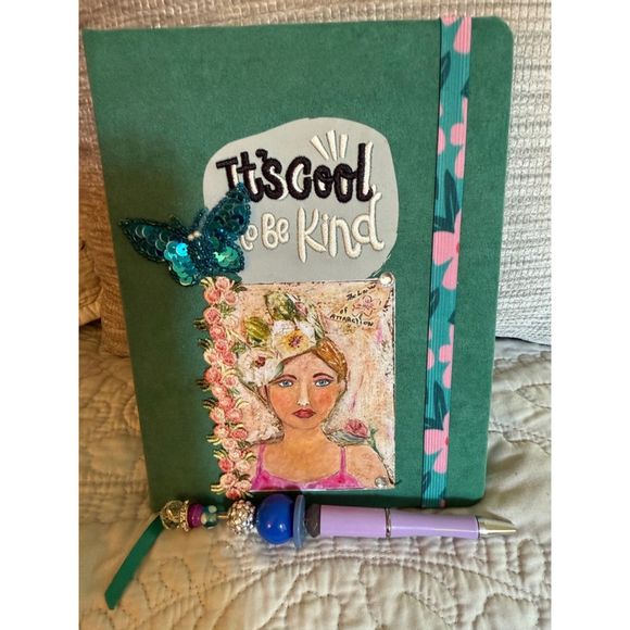 Journal Green material with added Art and Embellishments - Picture 1 of 5